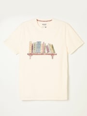 FatFace Natural Bookshelf Graphic Tshirt - Image 5 of 6