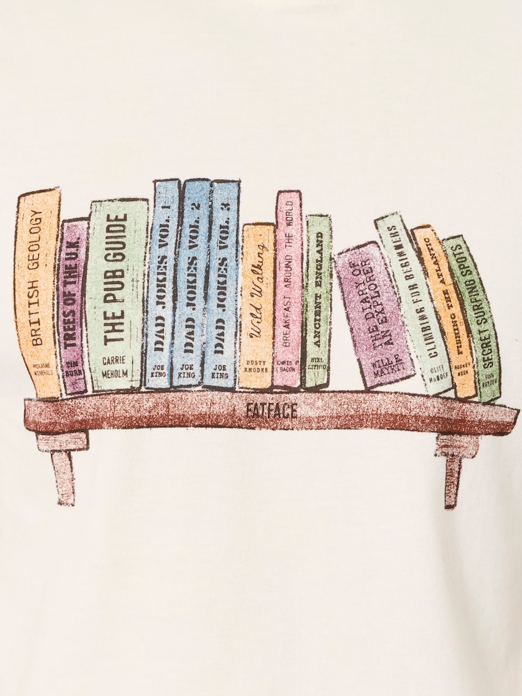 FatFace Natural Bookshelf Graphic Tshirt - Image 6 of 6