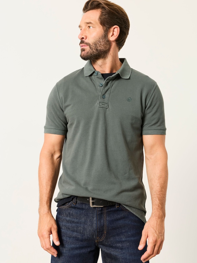 FatFace Dark Green Short Sleeve Pique Polo Shirt - Image 1 of 5 FatFace Dark Green Short Sleeve Pique Polo Shirt - Image 1 of 5
