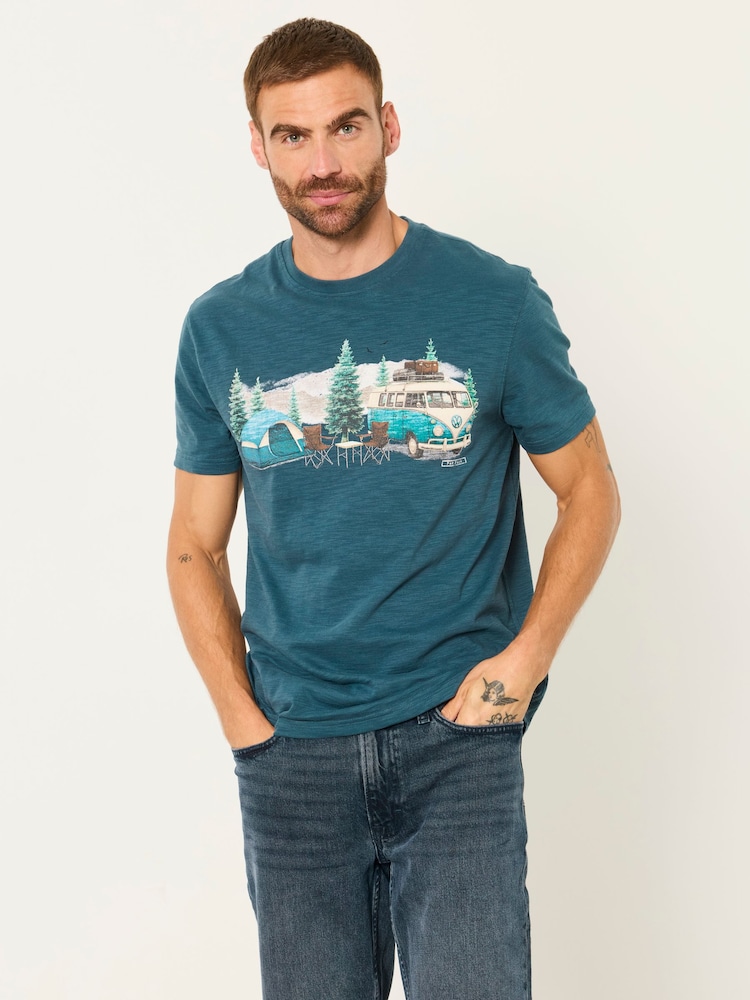 FatFace Navy VW Camper Graphic T-Shirt - Image 1 of 6 FatFace Navy VW Camper Graphic T-Shirt - Image 1 of 6