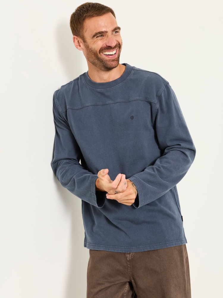 FatFace French Navy Long Sleeve Alton T-Shirt - Image 1 of 6