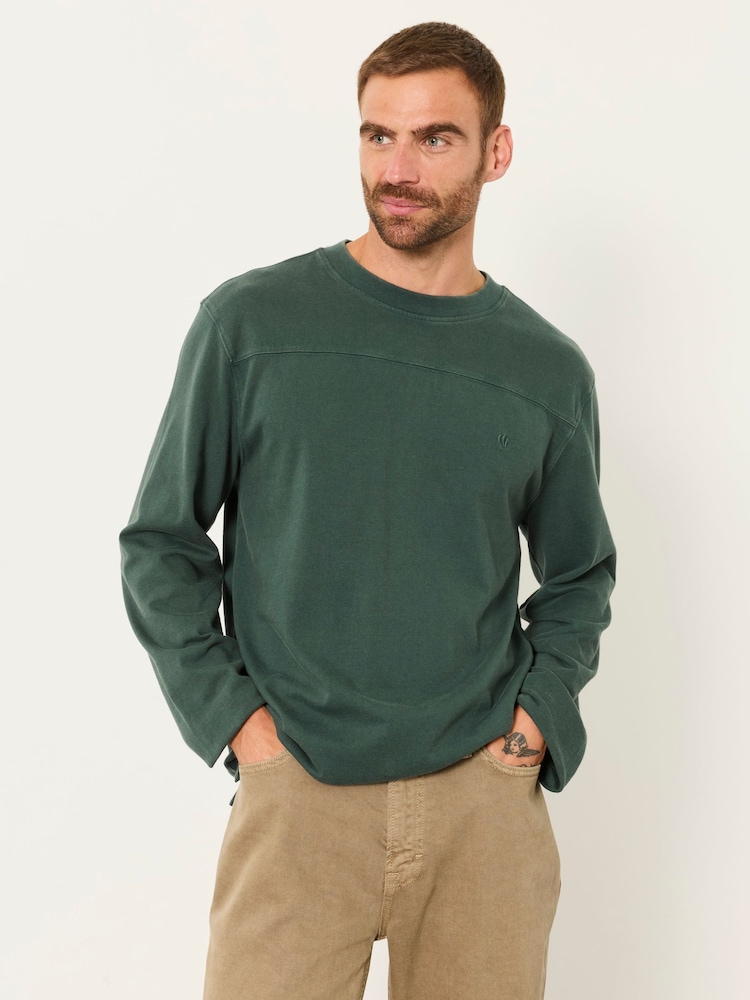 FatFace Dark Green Long Sleeve Alton T-Shirt - Image 1 of 5