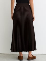 Reiss Chocolate Brown Seren Pleated Midi Skirt - Image 5 of 6