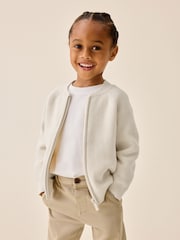 Ecru Textured Zip Through Knitted Bomber Cardigan (3mths-7yrs) - Image 1 of 9