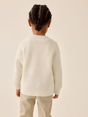 Ecru Textured Zip Through Knitted Bomber Cardigan (3mths-7yrs) - Image 3 of 9