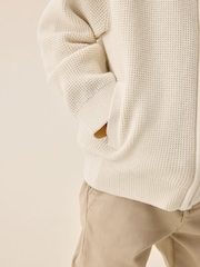 Ecru Textured Zip Through Knitted Bomber Cardigan (3mths-7yrs) - Image 4 of 9