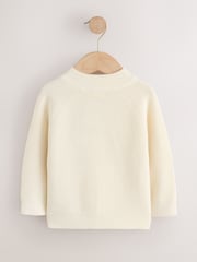 Ecru Textured Zip Through Knitted Bomber Cardigan (3mths-7yrs) - Image 6 of 9