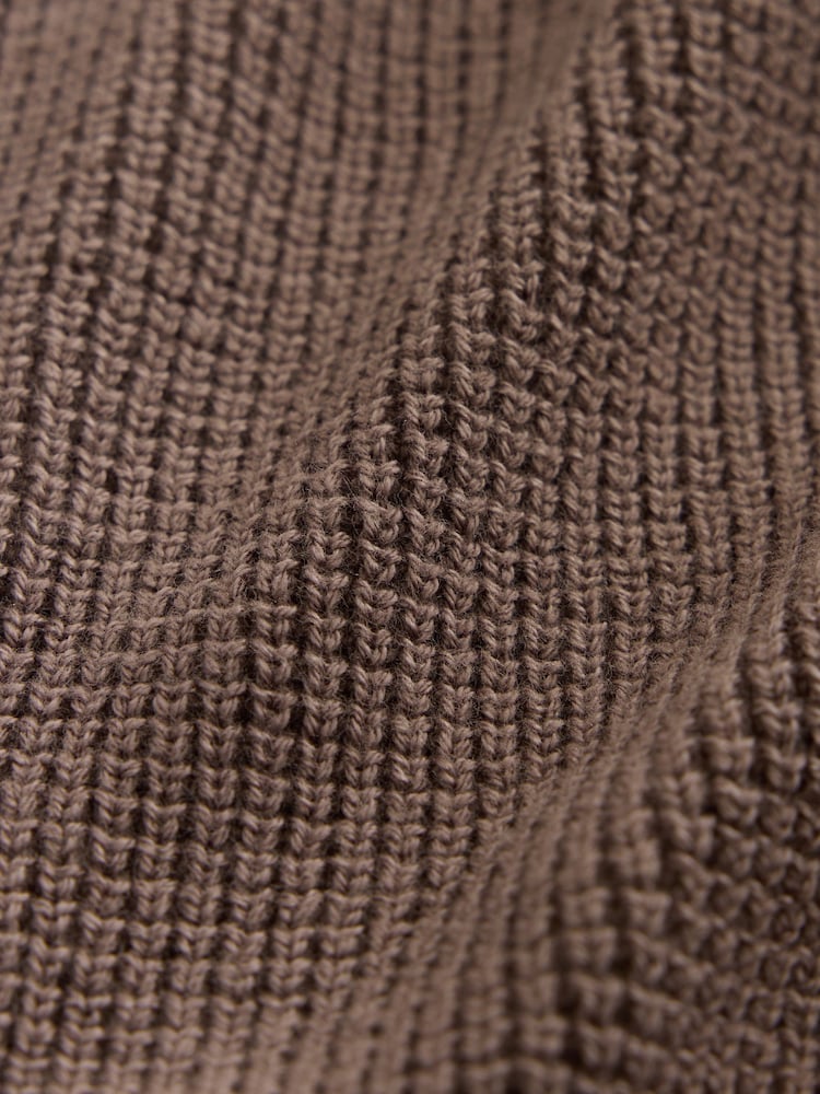 Chocolate Brown Textured Zip Through Knitted Bomber Cardigan (3mths-7yrs) - Image 5 of 5