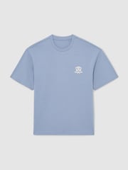 Reiss Soft Blue Walton Monogram Butter Relaxed-Fit T-Shirt - Image 2 of 6