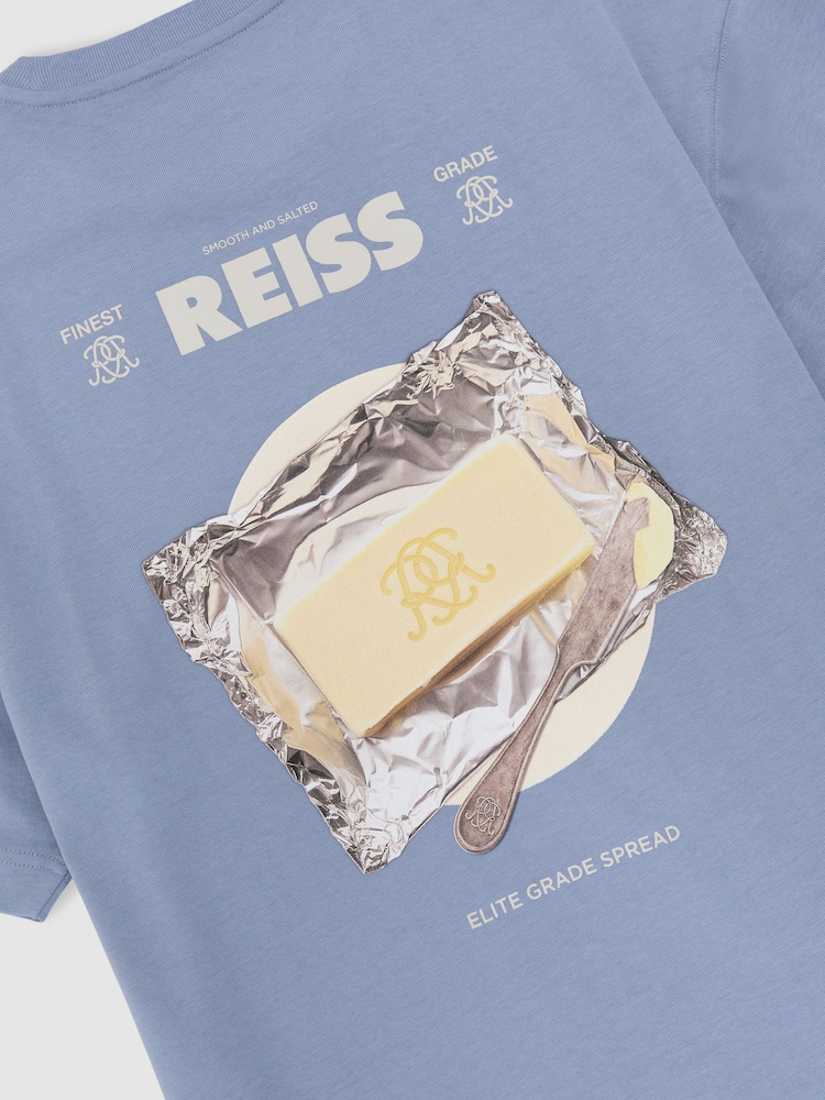 Reiss Soft Blue Walton Monogram Butter Relaxed-Fit T-Shirt - Image 6 of 6 Reiss Soft Blue Walton Monogram Butter Relaxed-Fit T-Shirt - Image 6 of 6