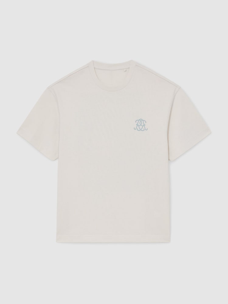Reiss White Walton Monogram Butter Relaxed-Fit T-Shirt - Image 2 of 7