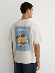 Reiss White Walton Monogram Butter Relaxed-Fit T-Shirt - Image 3 of 7