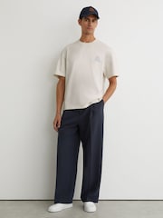 Reiss White Walton Monogram Butter Relaxed-Fit T-Shirt - Image 4 of 7