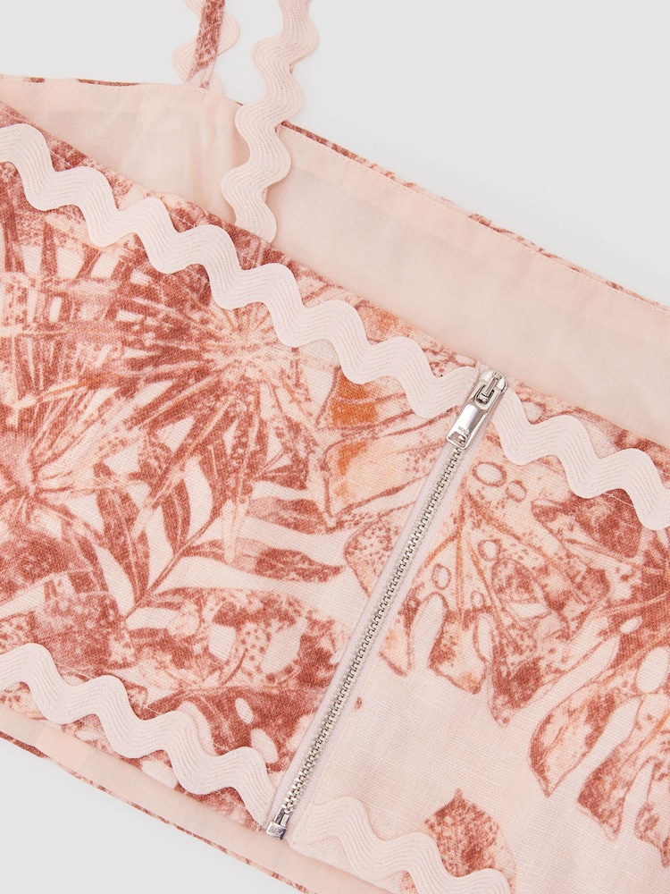 Reiss Mila Cami-Top aus Leinen mit Wellenbesatz und Druck - Bild 6 von 6