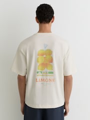 Reiss White Calvino Cotton Lemon-Print Relaxed-Fit T-Shirt - Image 3 of 5