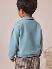 Blue Tipped Knitted Zip Neck Polo Shirt (3mths-7yrs) - Image 2 of 7