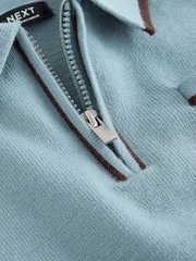 Blue Tipped Knitted Zip Neck Polo Shirt (3mths-7yrs) - Image 6 of 7