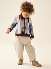 Blue/Brown Button Through Knitted Polo Shirt (3mths-7yrs) - Image 2 of 8