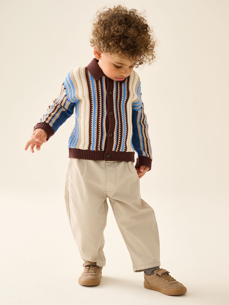 Blue/Brown Button Through Knitted Polo Shirt (3mths-7yrs) - Image 2 of 8