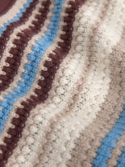Blue/Brown Button Through Knitted Polo Shirt (3mths-7yrs) - Image 7 of 8