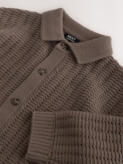 Mink Brown Button Through Knitted Polo Shirt (3mths-7yrs) - Image 4 of 4