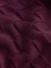 Plum Purple Textured Knitted Zip Neck Polo Shirt (3mths-7yrs) - Image 4 of 4