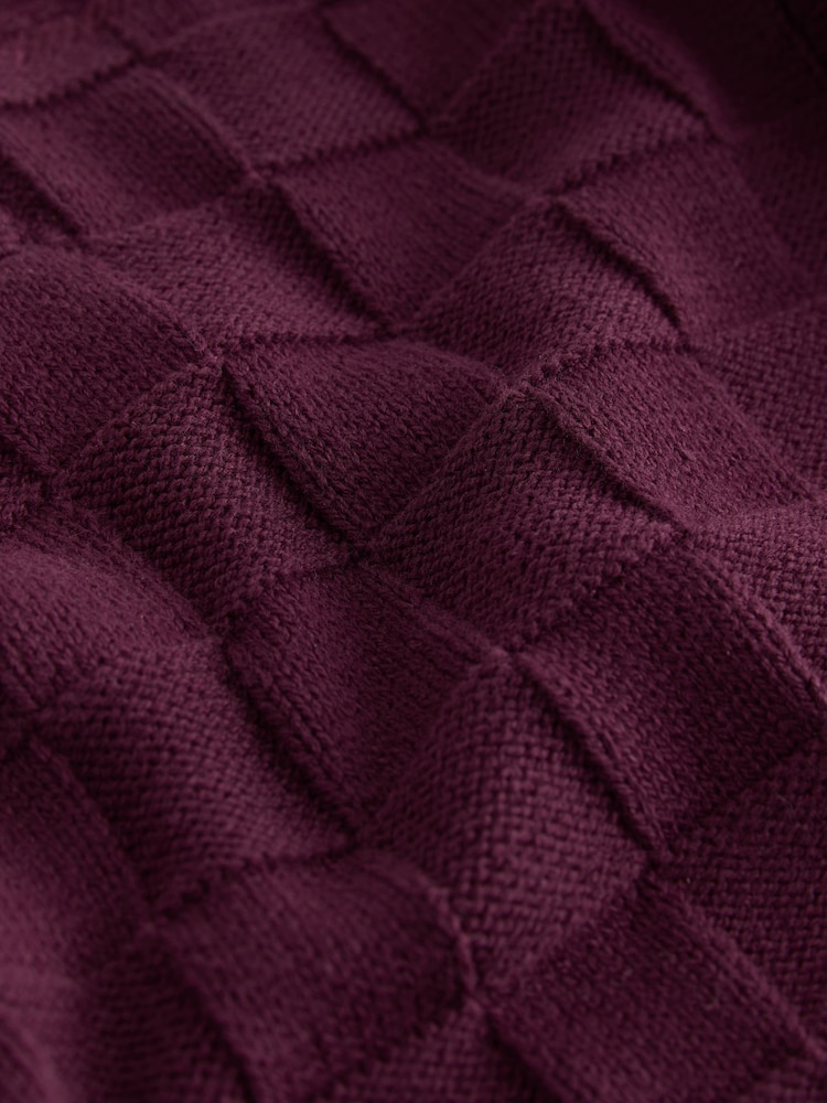 Plum Purple Textured Knitted Zip Neck Polo Shirt (3mths-7yrs) - Image 4 of 4 Plum Purple Textured Knitted Zip Neck Polo Shirt (3mths-7yrs) - Image 4 of 4