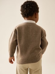 Tan Brown Contrast Collar Button Neck Knitted Polo Shirt (3mths-7yrs) - Image 3 of 8