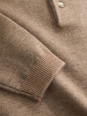 Tan Brown Contrast Collar Button Neck Knitted Polo Shirt (3mths-7yrs) - Image 8 of 8
