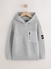 Grey Twist Utility Knitted Hoodie (3-16yrs) - Image 1 of 4