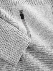 Grey Twist Utility Knitted Hoodie (3-16yrs) - Image 4 of 4
