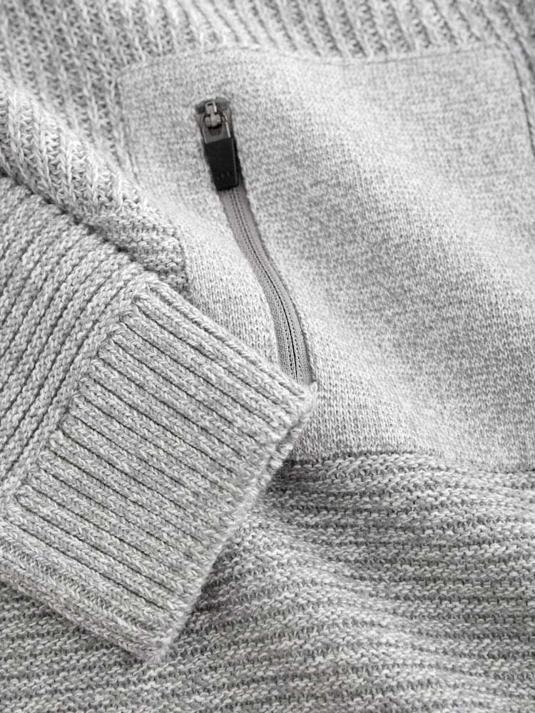 Grey Twist Utility Knitted Hoodie (3-16yrs) - Image 4 of 4 Grey Twist Utility Knitted Hoodie (3-16yrs) - Image 4 of 4