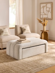 Casual Boucle Light Natural Stella Storage Drawer Coffee Table - Image 1 of 11