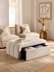 Casual Boucle Light Natural Stella Storage Drawer Coffee Table - Image 2 of 11