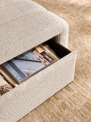 Casual Boucle Light Natural Stella Storage Drawer Coffee Table - Image 6 of 11