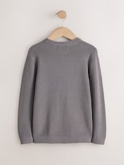 Charcoal Mid With Stag Cotton Crew Neck Knitted Jumper (3-16yrs) - Image 2 of 4