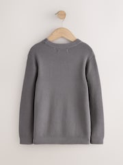 Charcoal Mid Without Stag Cotton Crew Neck Knitted Jumper (3-16yrs) - Image 2 of 3