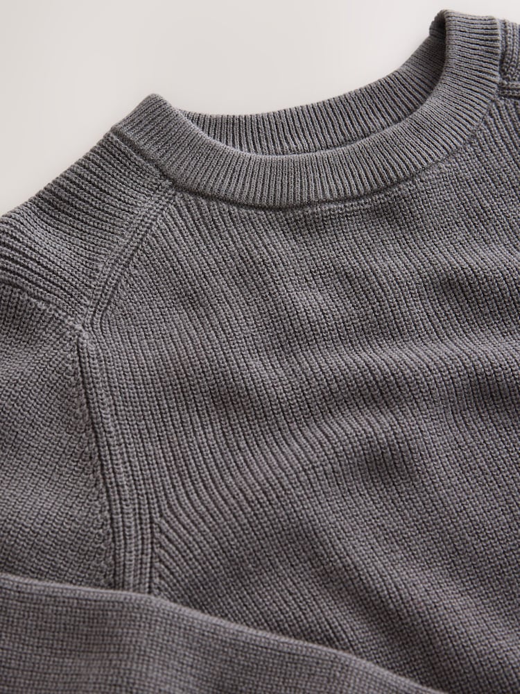 Charcoal Mid Without Stag Cotton Crew Neck Knitted Jumper (3-16yrs) - Image 3 of 3 Charcoal Mid Without Stag Cotton Crew Neck Knitted Jumper (3-16yrs) - Image 3 of 3