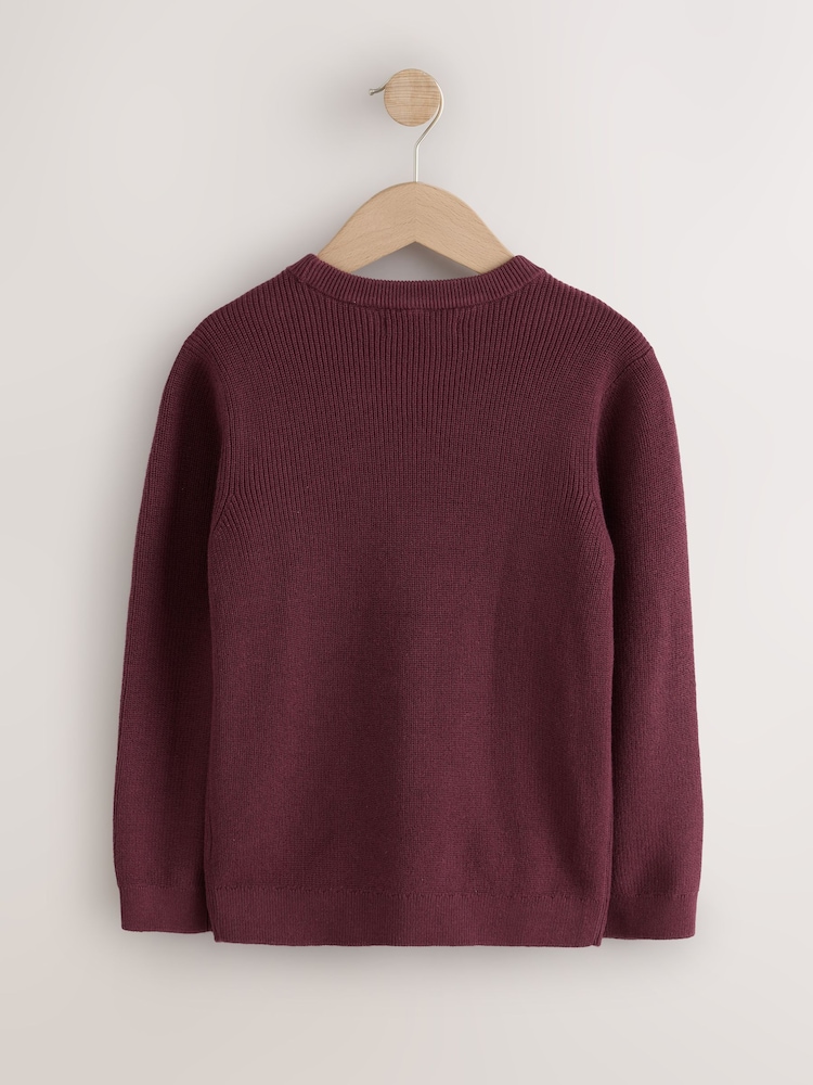 Plum Purple With Stag Cotton Crew Neck Knitted Jumper (3-16yrs) - Image 2 of 4 Plum Purple With Stag Cotton Crew Neck Knitted Jumper (3-16yrs) - Image 2 of 4