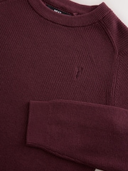 Plum Purple With Stag Cotton Crew Neck Knitted Jumper (3-16yrs) - Image 4 of 4
