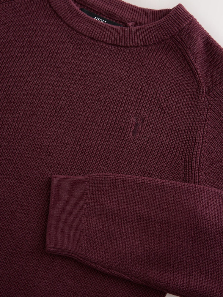 Plum Purple With Stag Cotton Crew Neck Knitted Jumper (3-16yrs) - Image 4 of 4 Plum Purple With Stag Cotton Crew Neck Knitted Jumper (3-16yrs) - Image 4 of 4