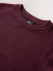Plum Purple Without Stag Cotton Crew Neck Knitted Jumper (3-16yrs) - Image 4 of 4