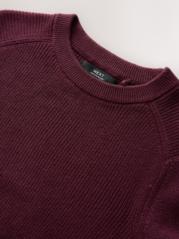 Plum Purple Without Stag Cotton Crew Neck Knitted Jumper (3-16yrs) - Image 4 of 4