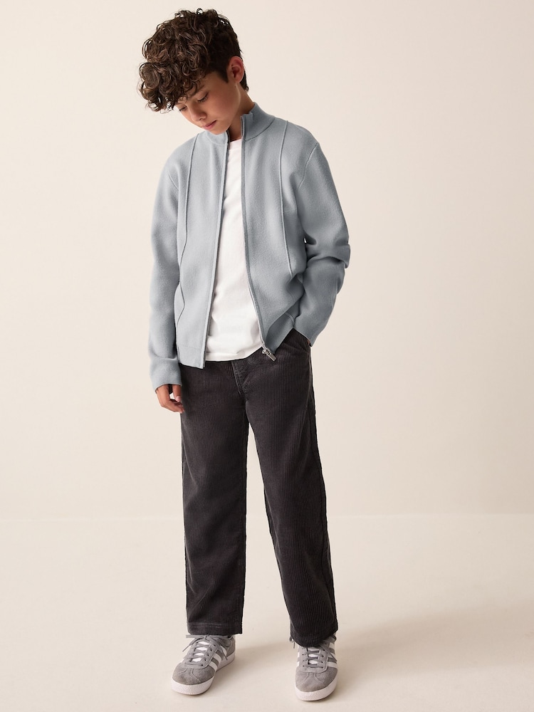 Grey Funnel Neck Zip Through Cardigan (3-16yrs) - Image 1 of 5 Grey Funnel Neck Zip Through Cardigan (3-16yrs) - Image 1 of 5