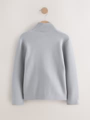 Grey Funnel Neck Zip Through Cardigan (3-16yrs) - Image 3 of 5