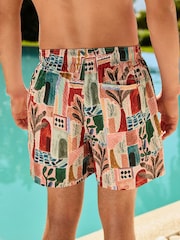 Orange Scenic Seersucker 5 inch Swim Shorts - Image 5 of 5