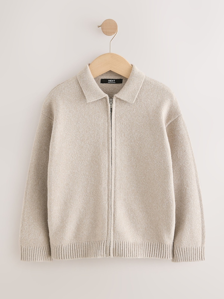 Neutral Zip Through Cardigan (3-16yrs) - Image 1 of 3