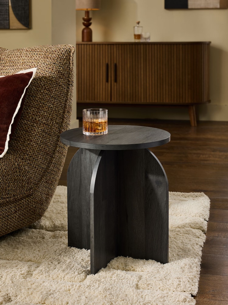 Black Bronx Oak Effect Side Table - Image 1 of 4