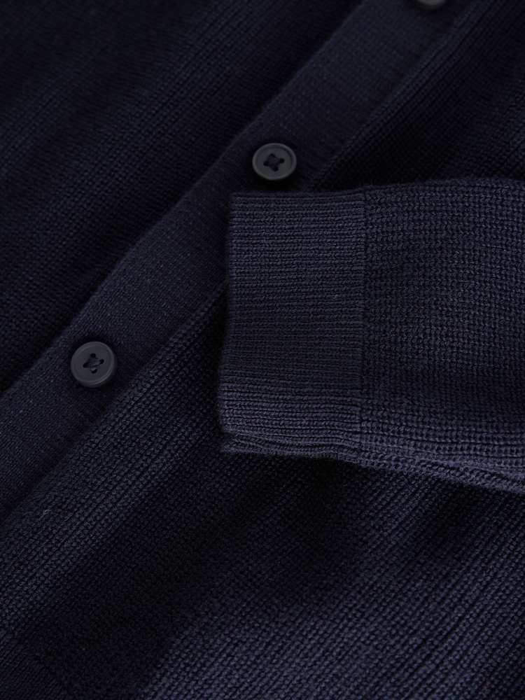 Navy Button Through Knitted Polo Shirt (3-16yrs) - Image 4 of 4 Navy Button Through Knitted Polo Shirt (3-16yrs) - Image 4 of 4