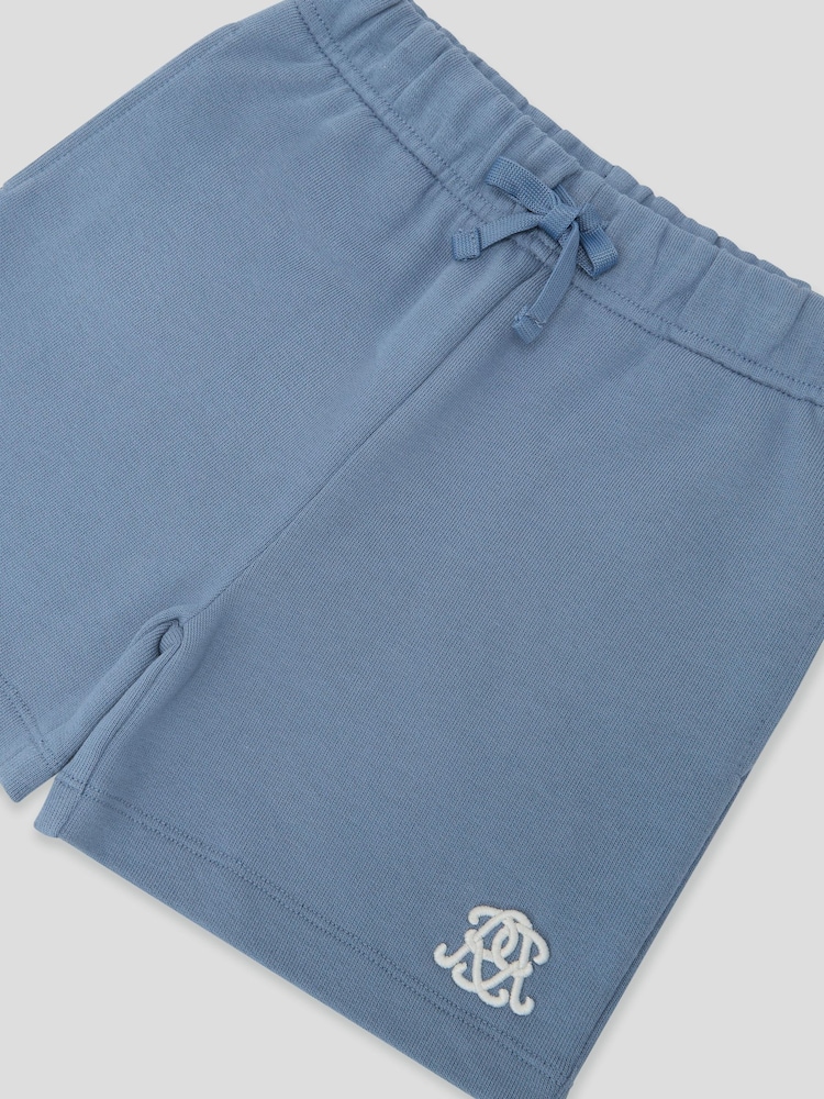 Reiss Airforce Blue Levin 9-13 yrs Monogram Embroidered Cotton Shorts - Image 3 of 3